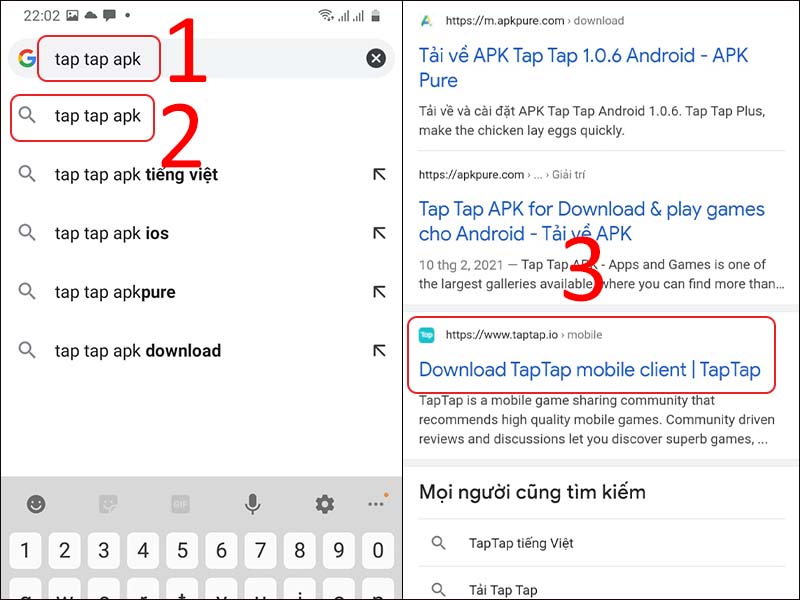 Truy cập vào taptap apk